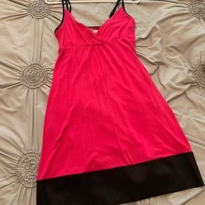 Express hot pink dress with black silk trim
